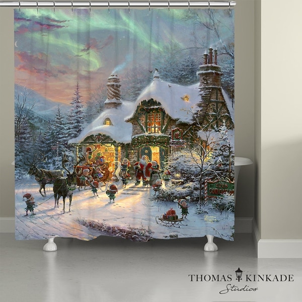 Thomas Kinkade Santa's Night Before Christmas Shower Curtain by Laural Home