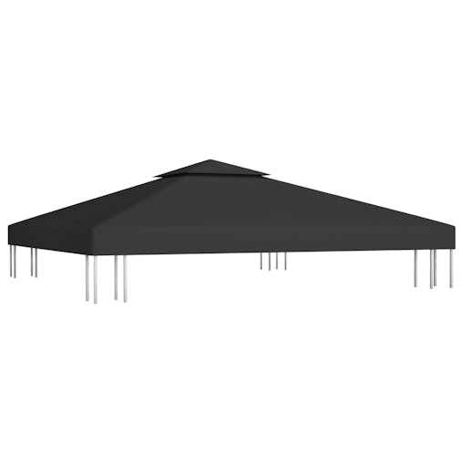 NNEVL 2-Tier Gazebo Top Cover 310 g/m&sup2; 3x3 m Black