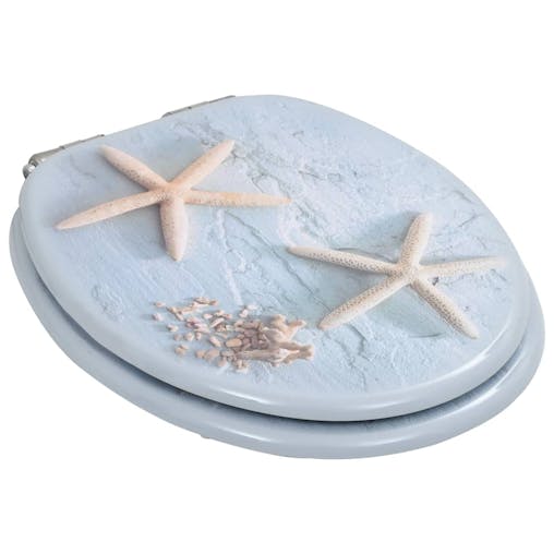 NNEVL WC Toilet Seat with Soft Close Lid MDF Starfish Design