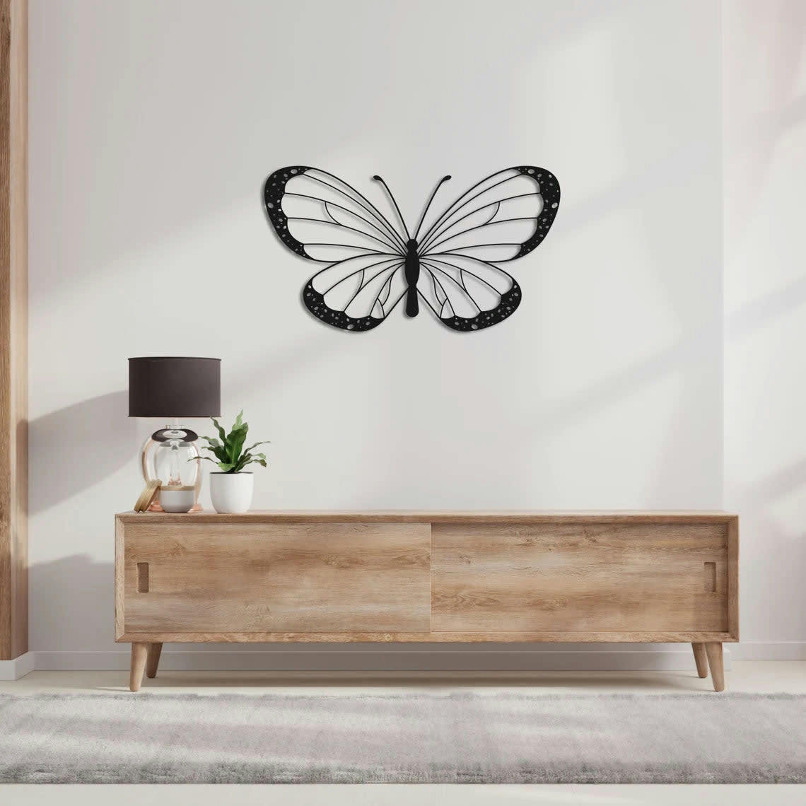 - Décoration murale papillon en métal noir 50x28 cm