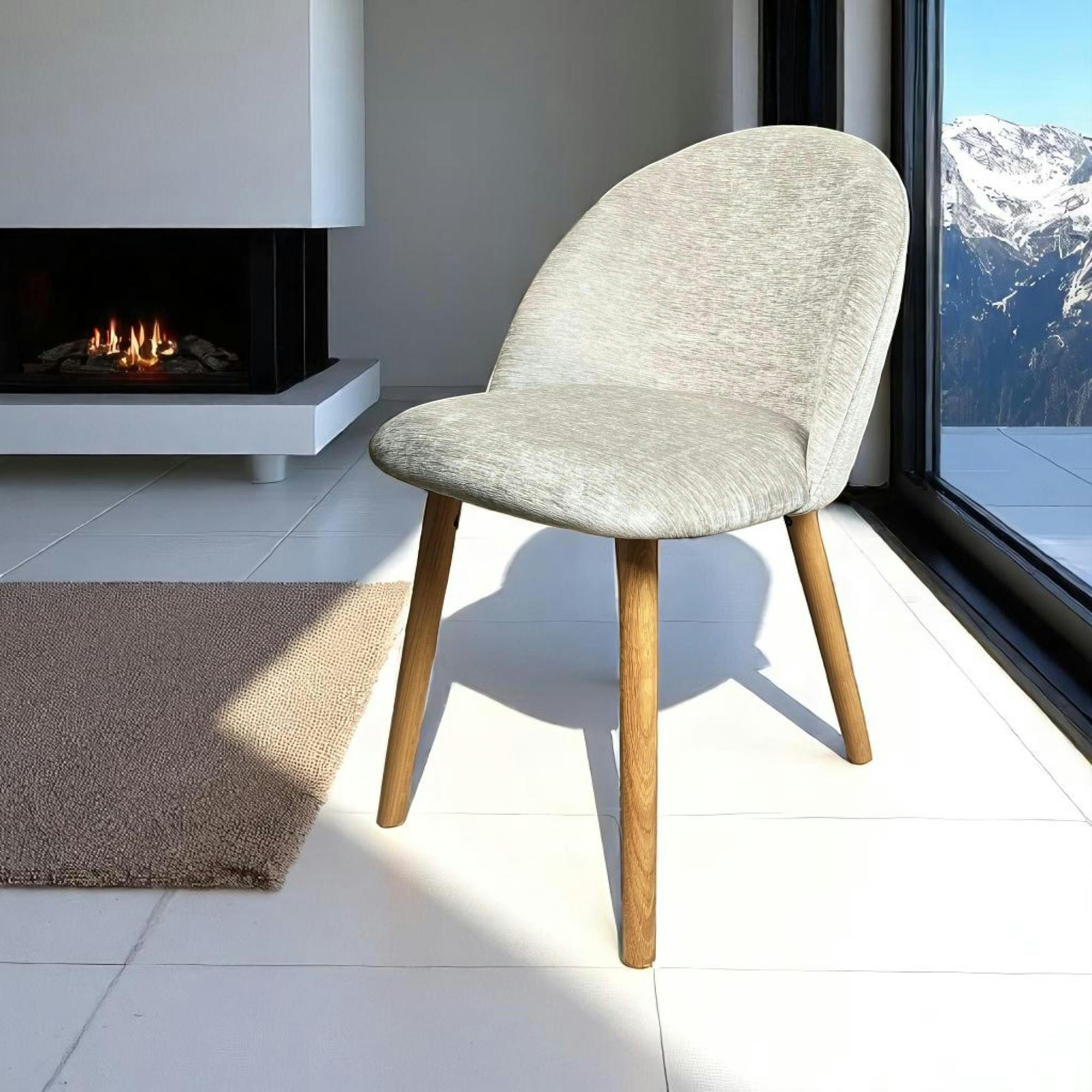 Chaise scandinave en bois et velours gris (lot de 2) ETNA