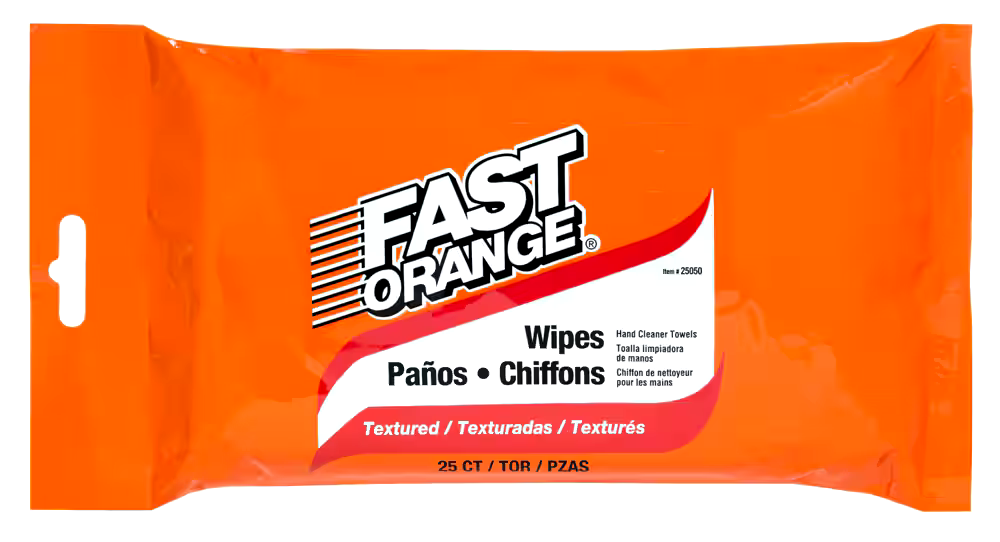 Fast Orange Multi-Purprose Textured Hand Wipes with Aloe Vera, 25-pk