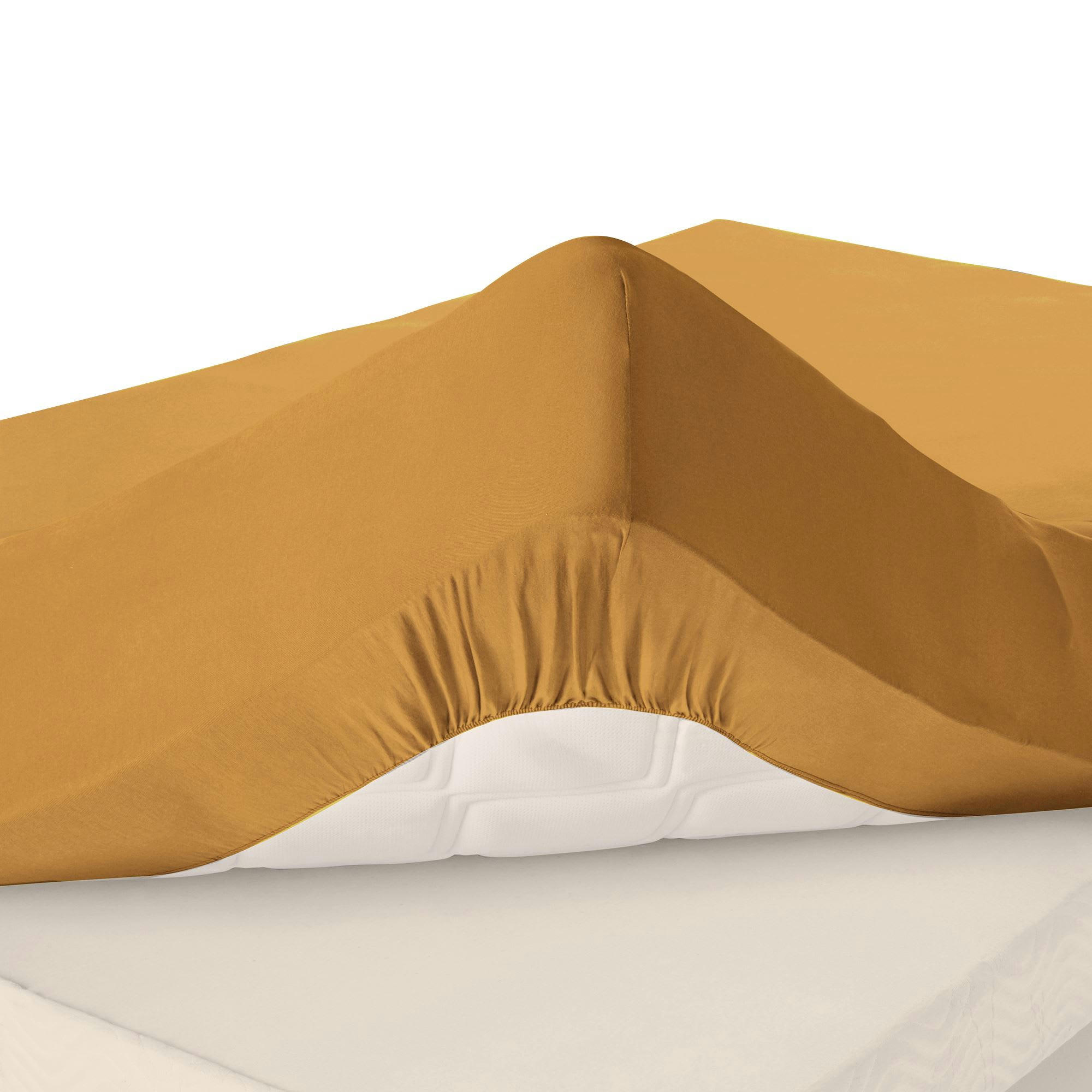 GRANDS BONNETS - Drap-housse grand bonnet 90x200x32 beige doré en coton