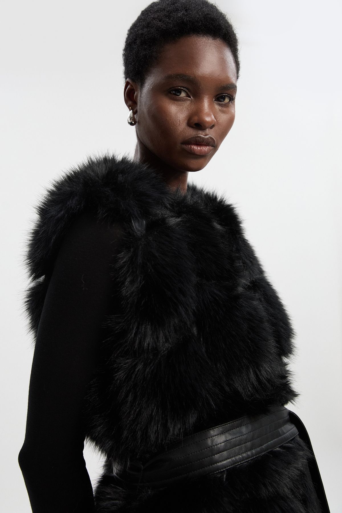KarenMillen Faux Fur Panelled Gilet