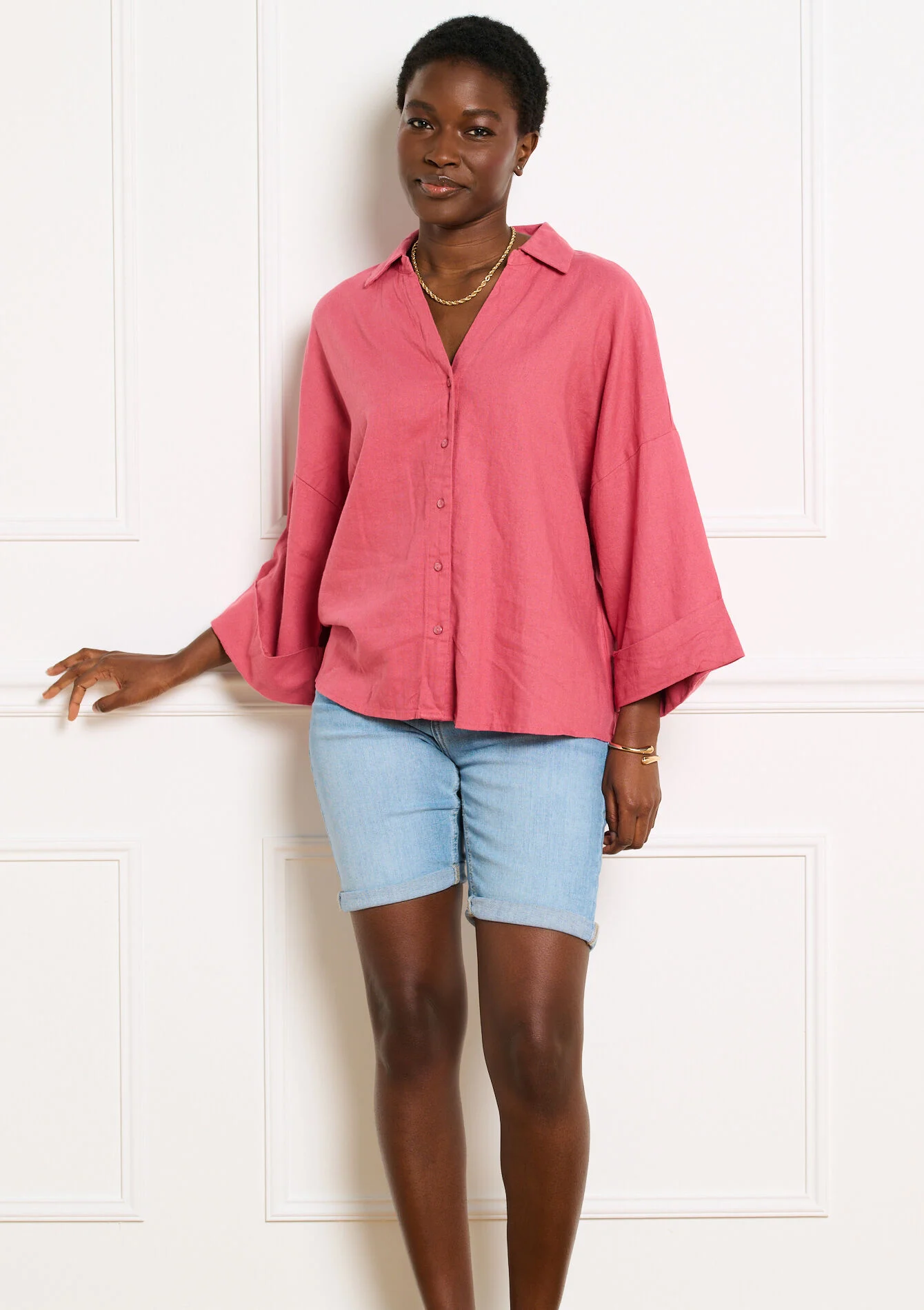 Losvallend shirt met wijde mouwen