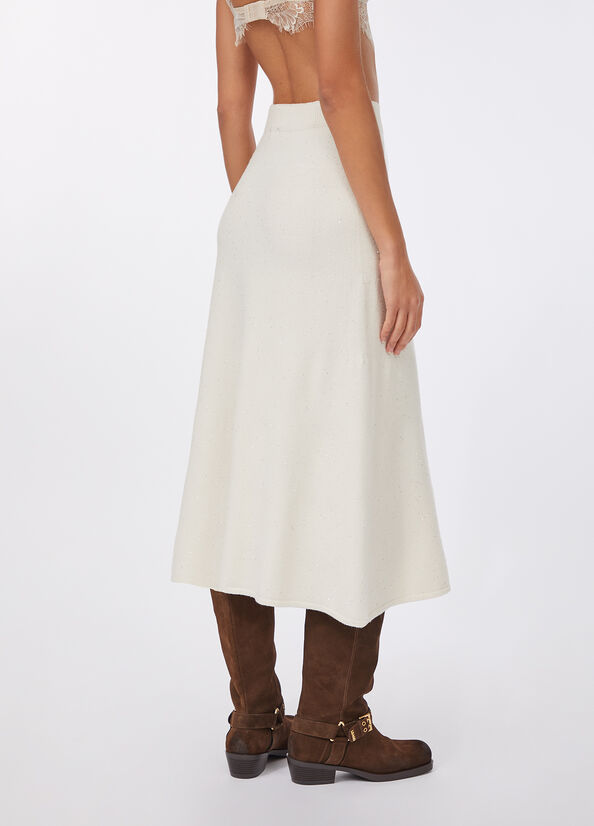 Gonna midi in maglia con paillettes