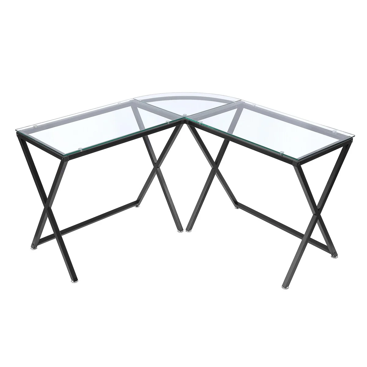 Ledel L-shape Tempered Glass Computer Desk Gaming Corner Desk