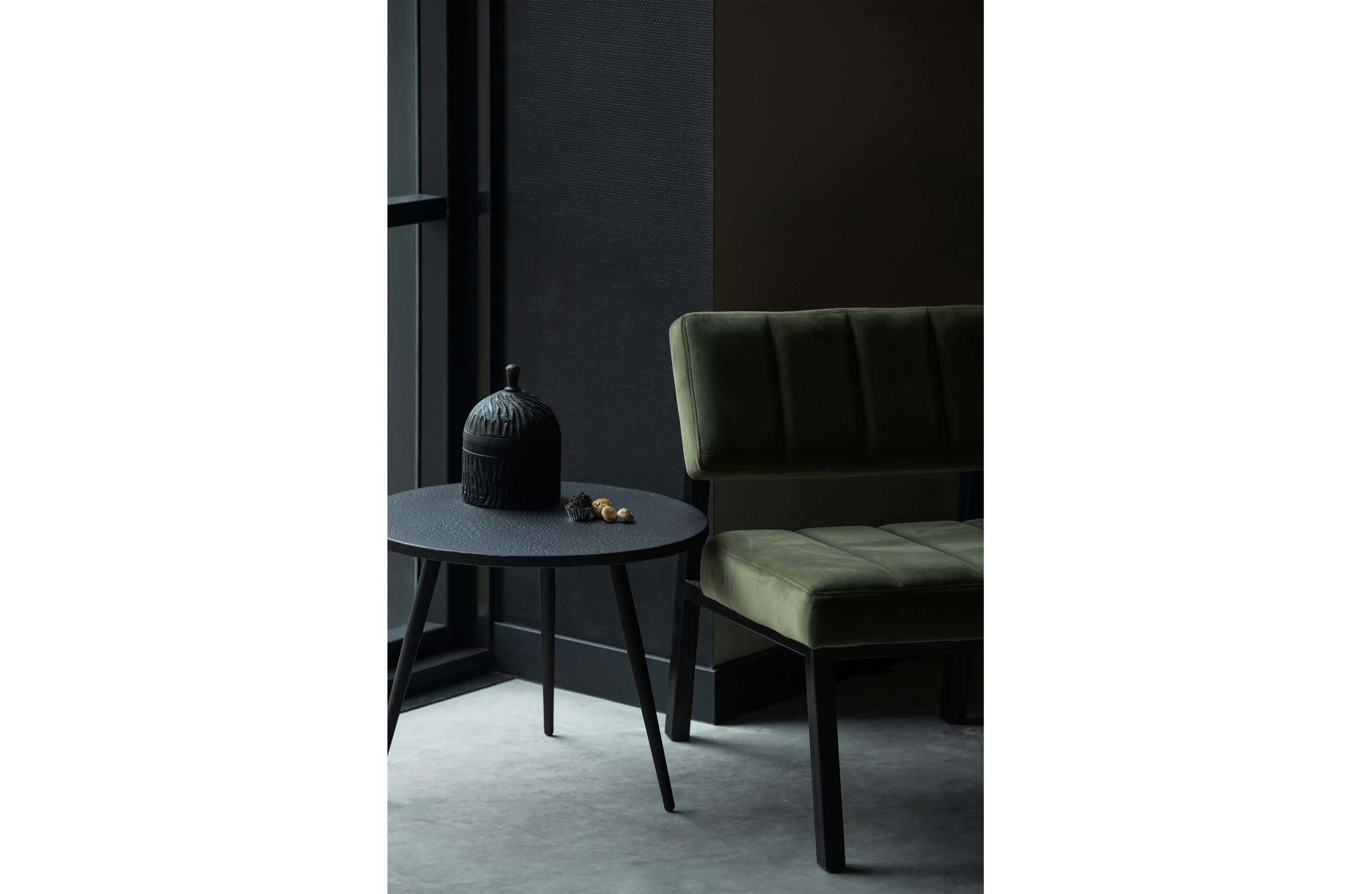 SUZE - Lot de 2 tables d'appoint en bois et métal noir