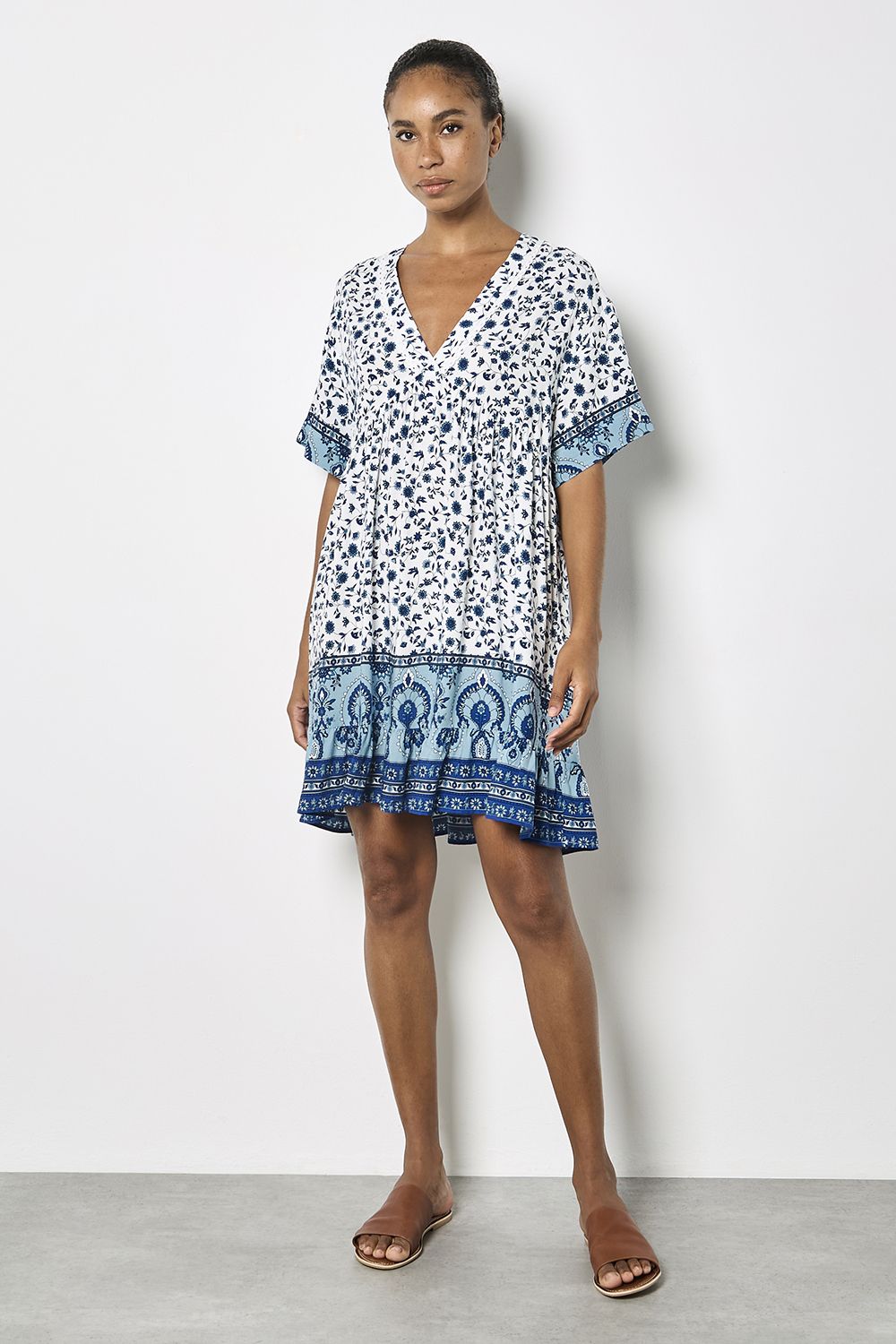Apricot Sarasa Floral Smock Mini Dress