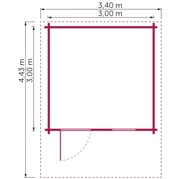 Gartenhaus »44-006«, BxT: 300x300 cm, unbehandelte Fichte