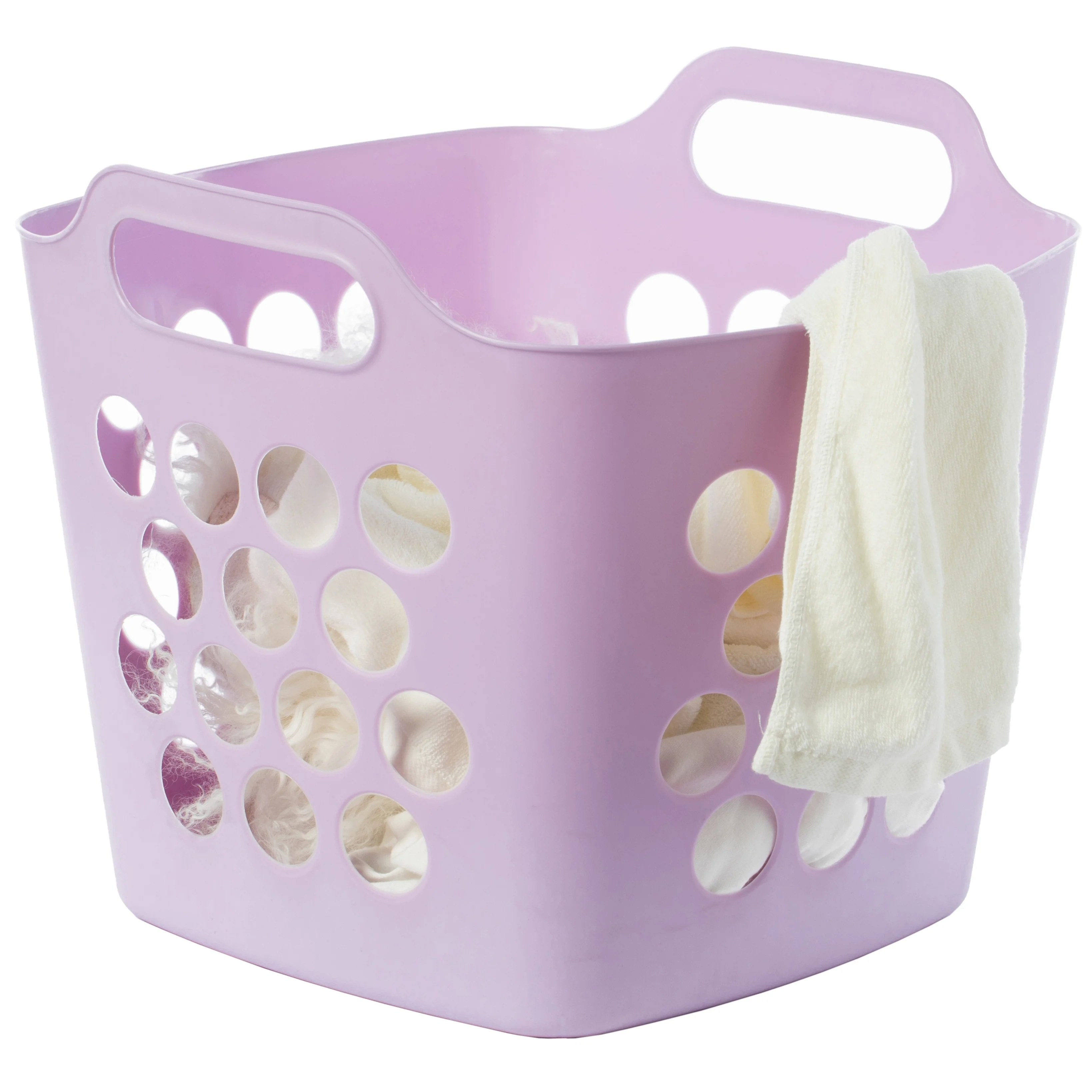 Flexible Plastic Laundry Basket - Square Storage Hamper with Side Handles for Easy Carrying - 28 Litter