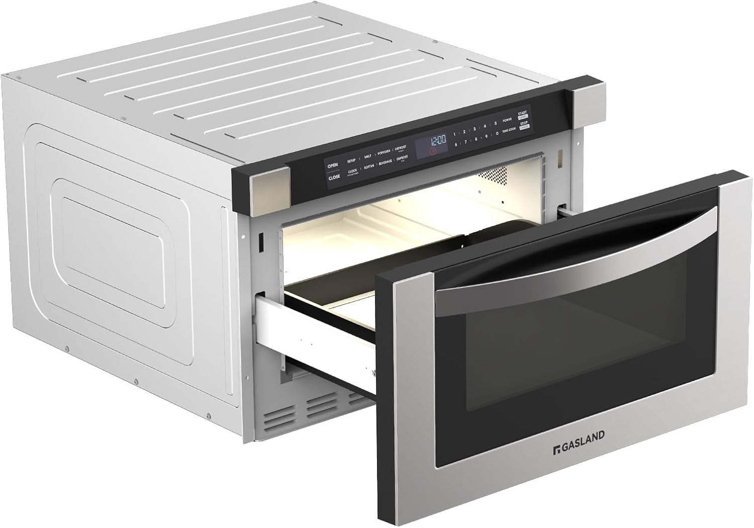 GASLAND 24 Inch Microwave Drawer 1.2 Cu.ft, 1000W Built-In Under Counter Microwave, Fits 12” Pizza & Large Dinner Plates, One-Touch Auto Open, 11 Power Levels, Quiet Operation, Stainless Steel