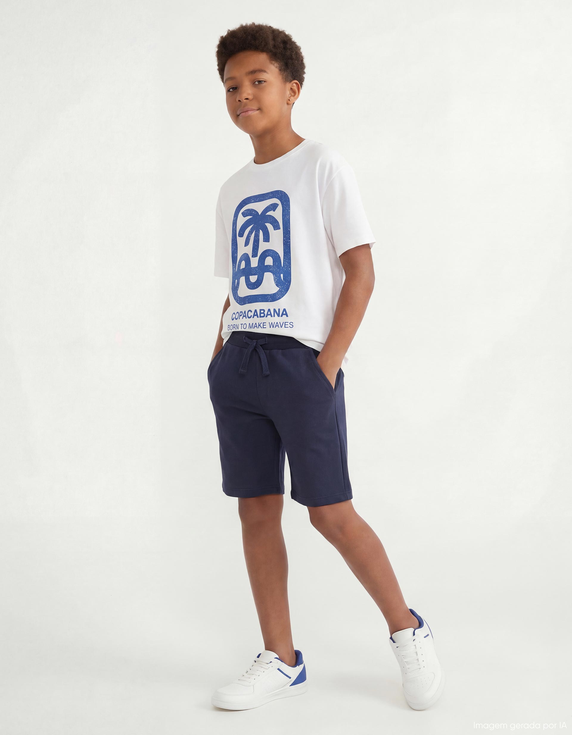 Calções Fleece, Menino, Azul Escuro