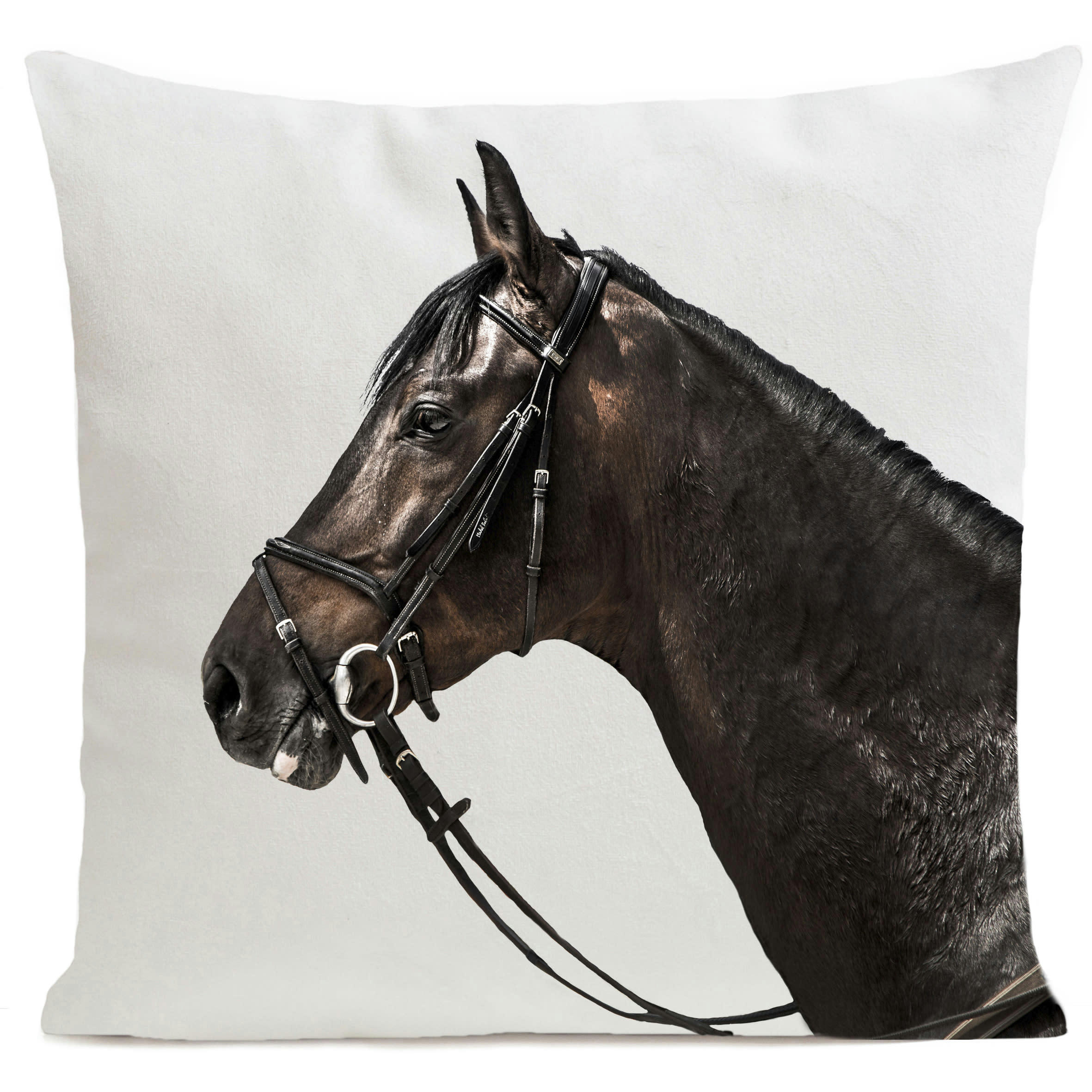 - Coussin animal cheval blanc suédine 40x40cm