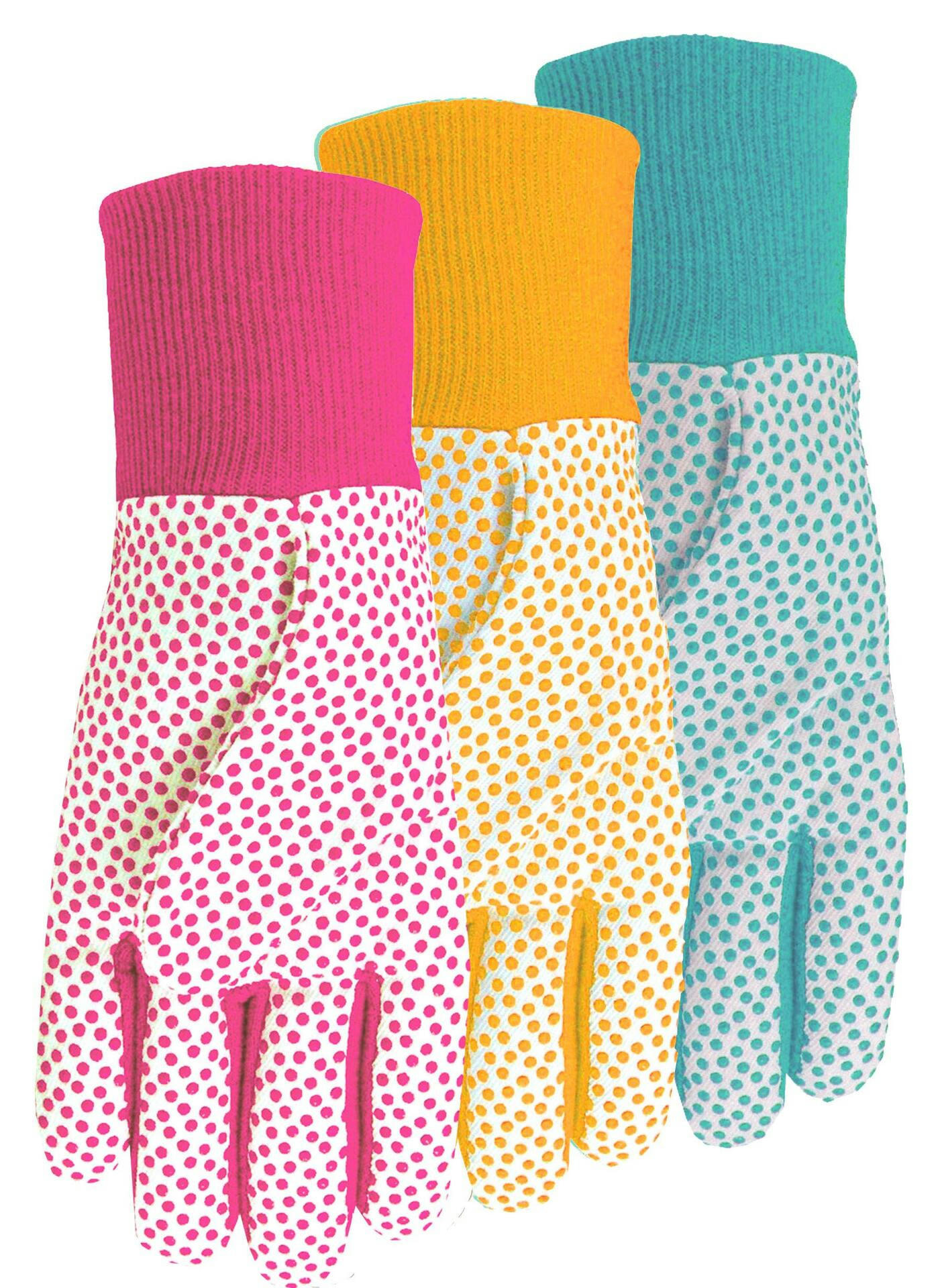 Watson Gloves Jersey Dotted Women's Gardening Gloves, One Size Fits Most, Assorted Colours