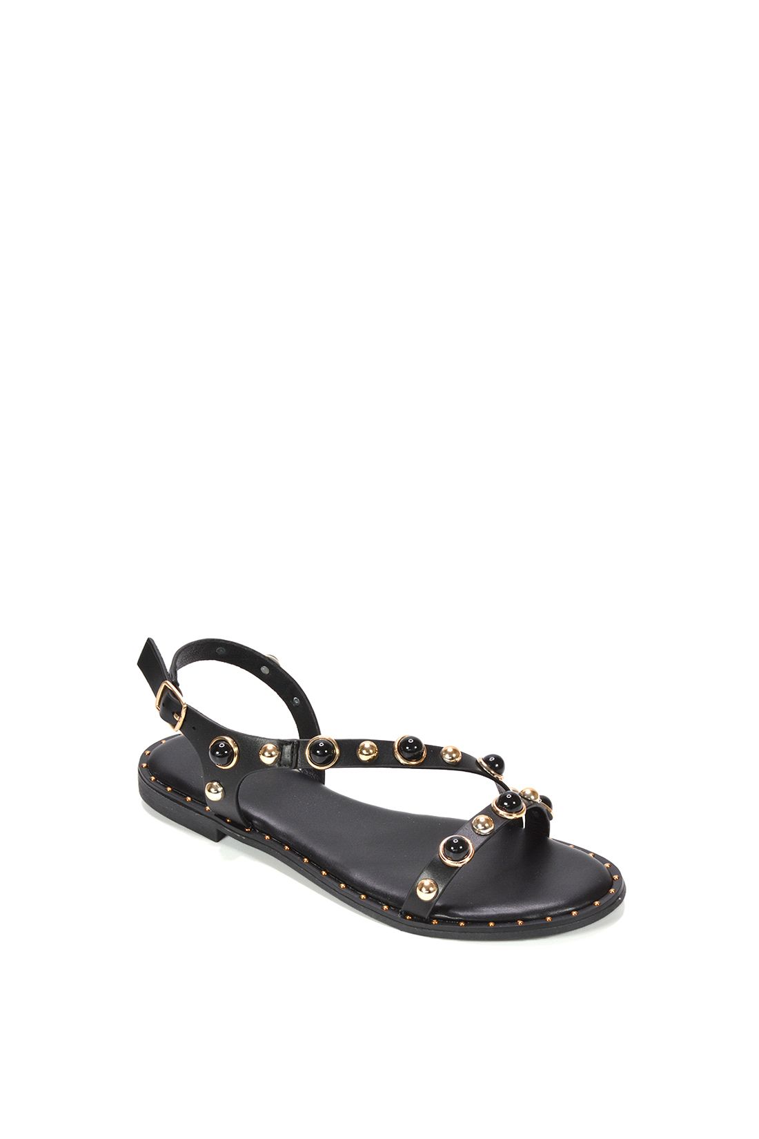 XY London Eva' Flat Slingback Sandals With Studded Pearls
