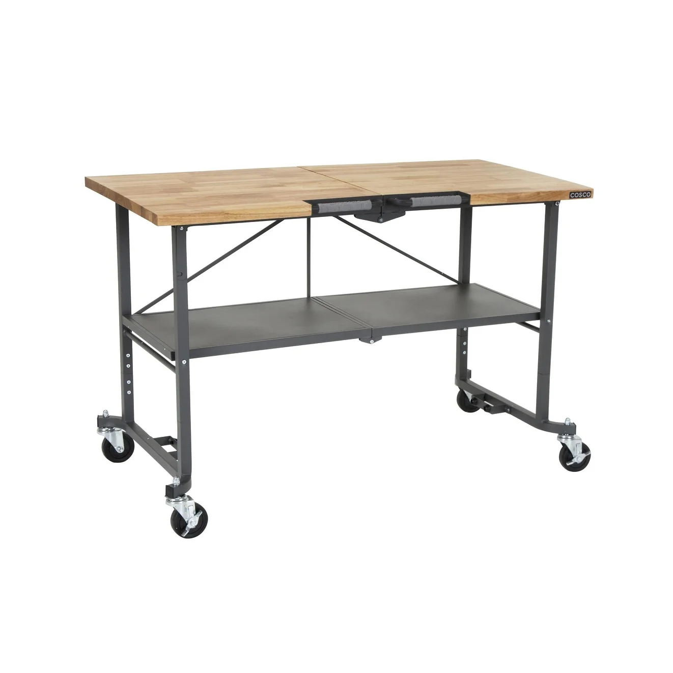 COSCO SmartFold Butcher Block Portable Workbench Folding Utility Table