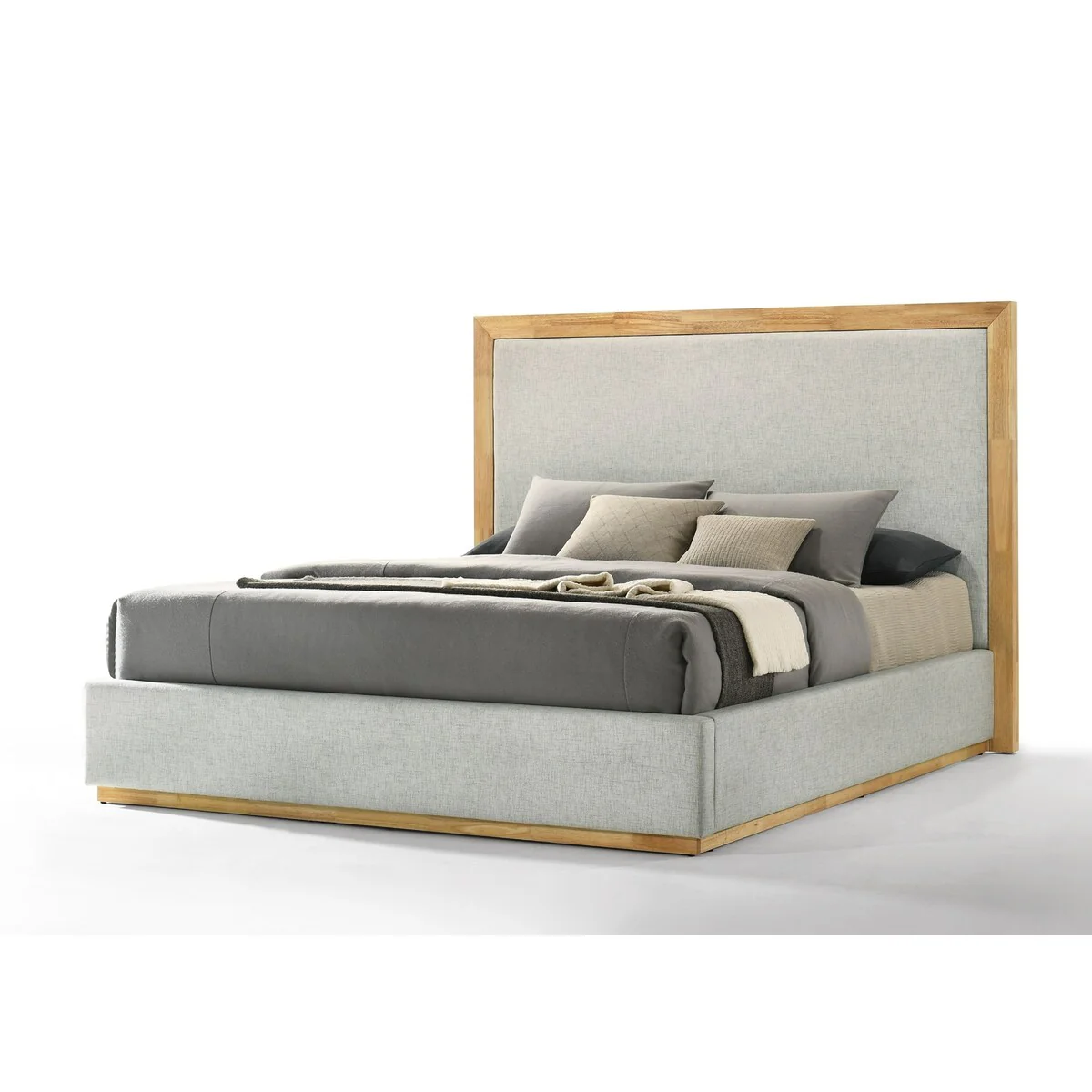 Nova Domus Santa Barbara Modern Grey Fabric & Natural Bed