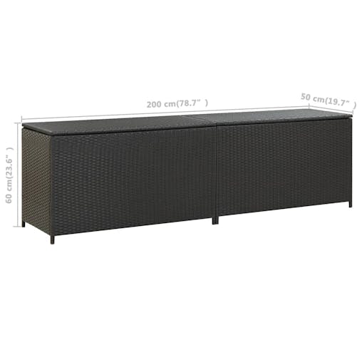 NNEVL Garden Storage Box Poly Rattan 200x50x60 cm Black