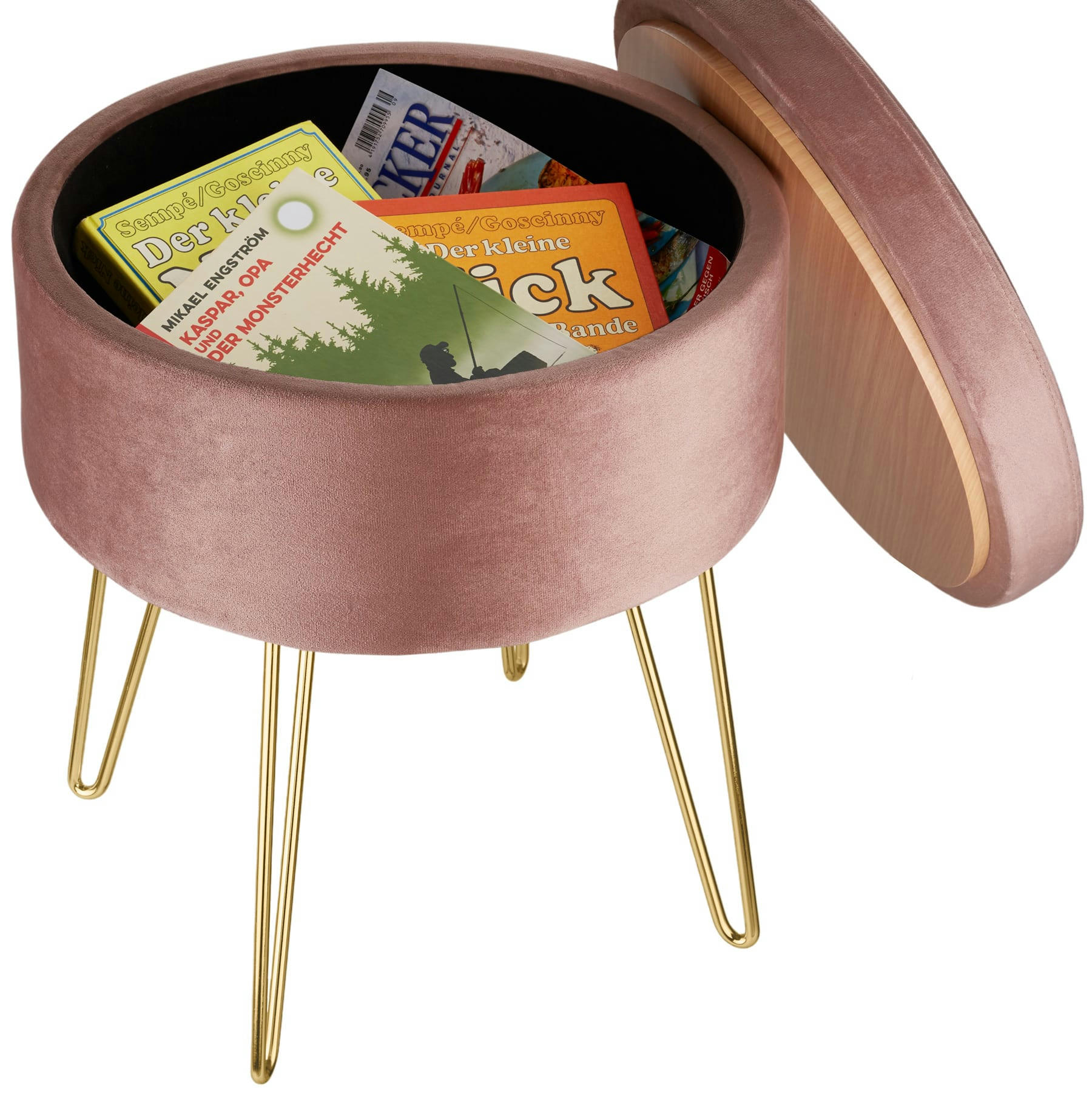 - Banc Tabouret Coffre de rangement Rond rose