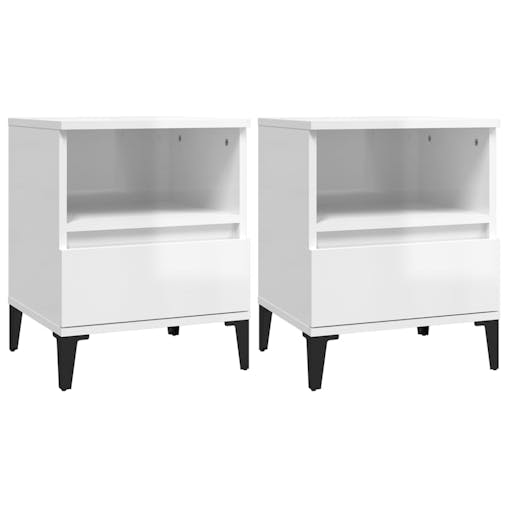 NNEVL Bedside Cabinets 2 pcs High Gloss White 40x35x50 cm