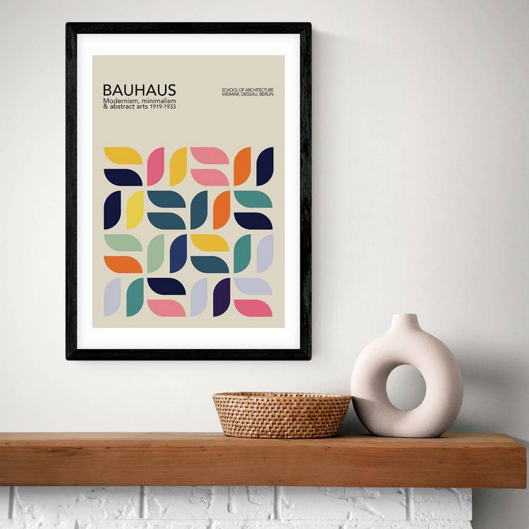 East End Prints Bauhaus Petals Black Frame Art Print - A3