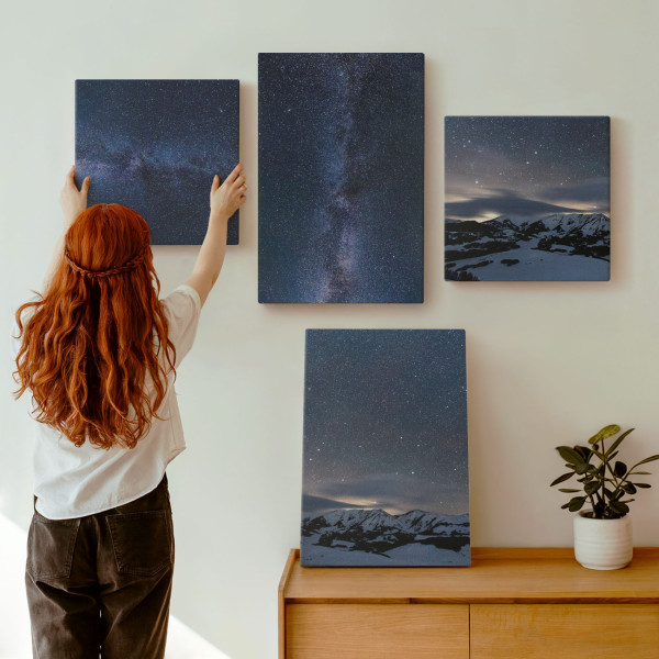 Obraz canvas 4 częściowy Niebo gwiazdy |40x40, 40x60| Wallfluent