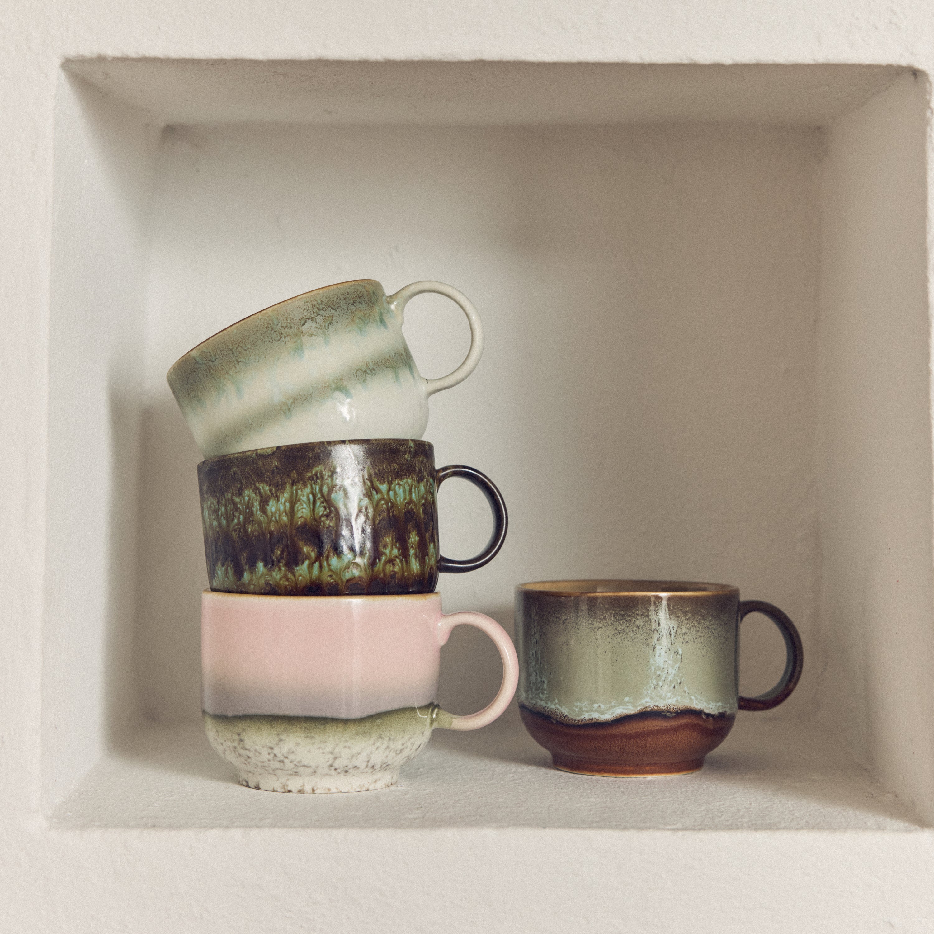 HKliving 70's Ceramics Theekop 0,42 L - Set van 2 - Odyssey