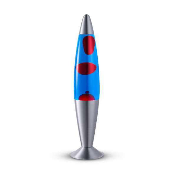 Lighto | Lavalamp zilver | blauwe vloeistof met rode lava
