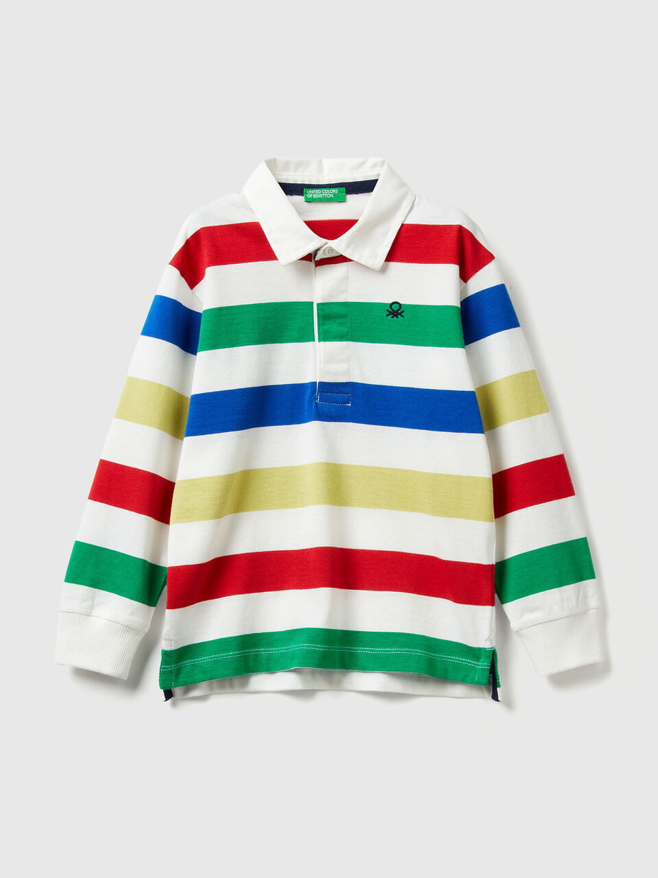 Striped rugby polo in cotton