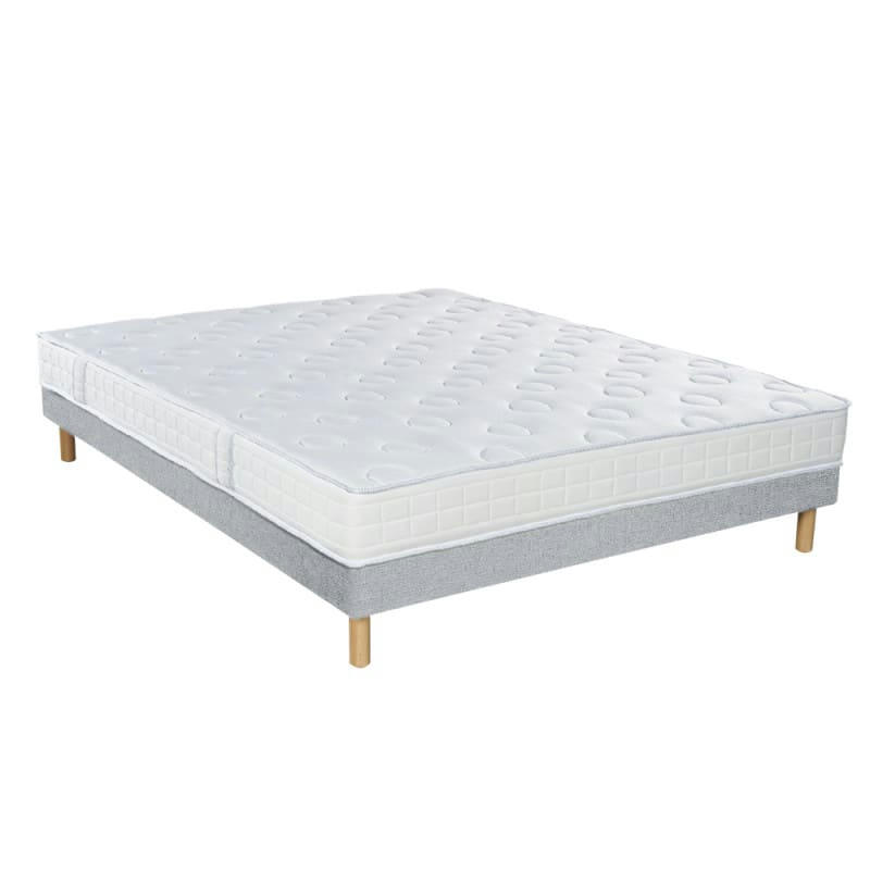 SPRING 600 - Ensemble Matelas ferme Sommier Tradition Graphic et Pieds 180x200