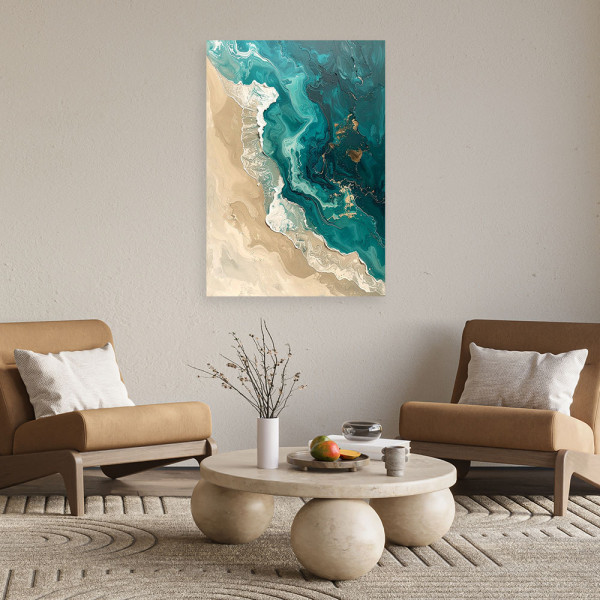 Obraz do salonu sypialni biura, Abstrakcyjne fale morze plaża turkus 20x30