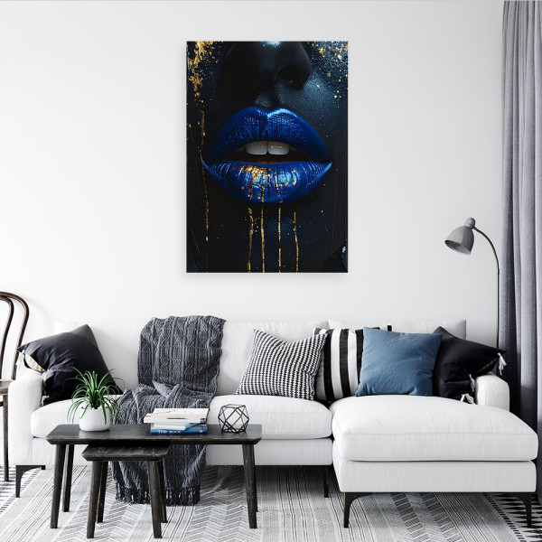 Obraz do salonu sypialni biura spa, Niebieskie usta kobiety 20x30