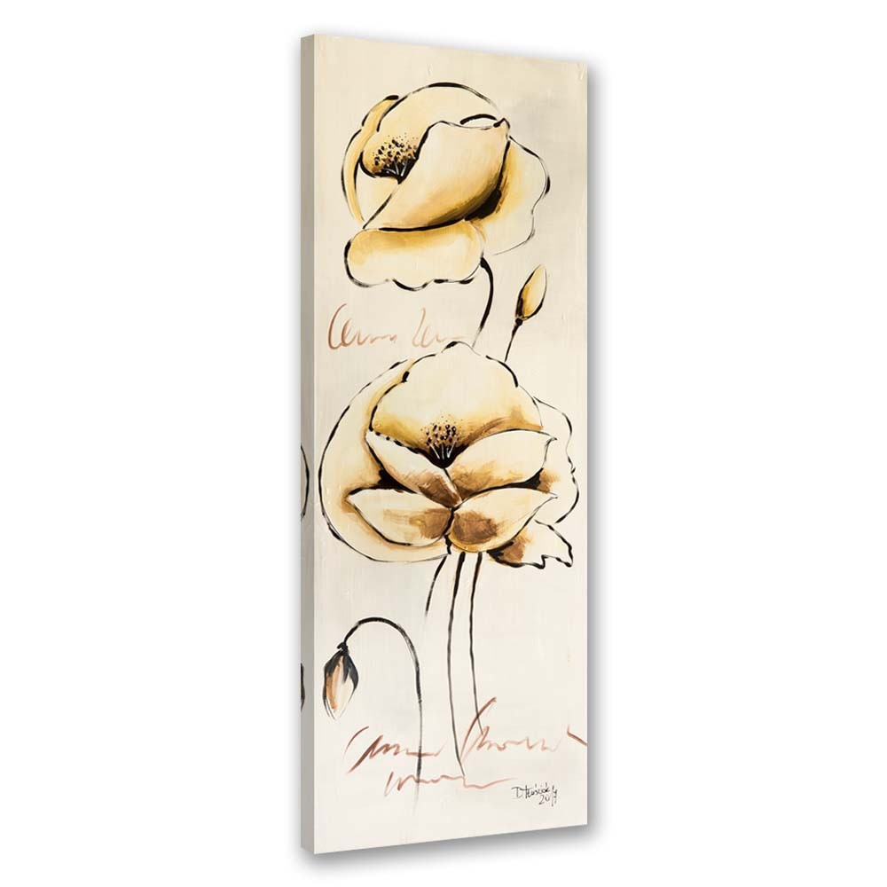 Feeby Obraz na płótnie Złote malowane kwiaty 30x90