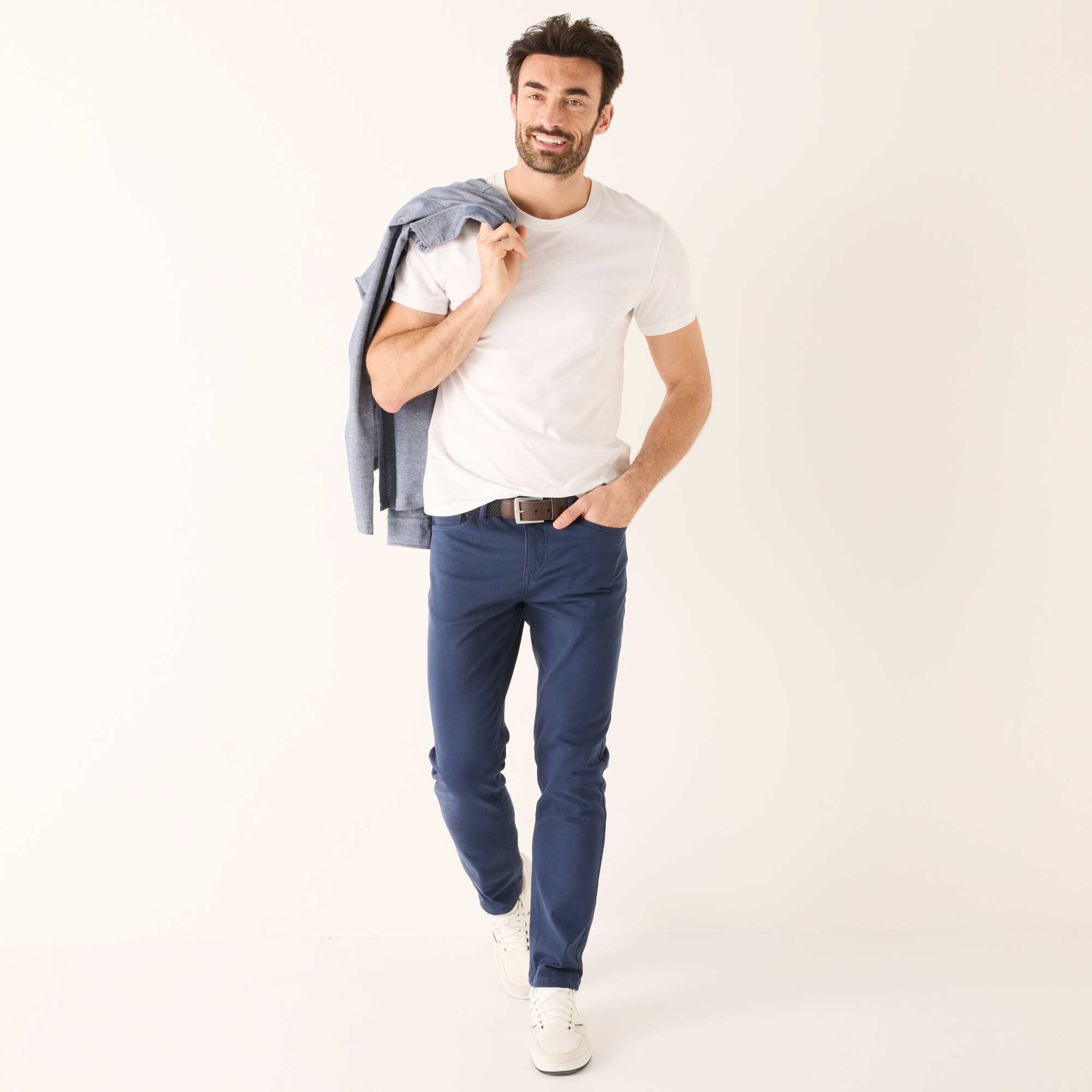 Pantalon droit 5 poches ceinture élastiquée invisible - L32