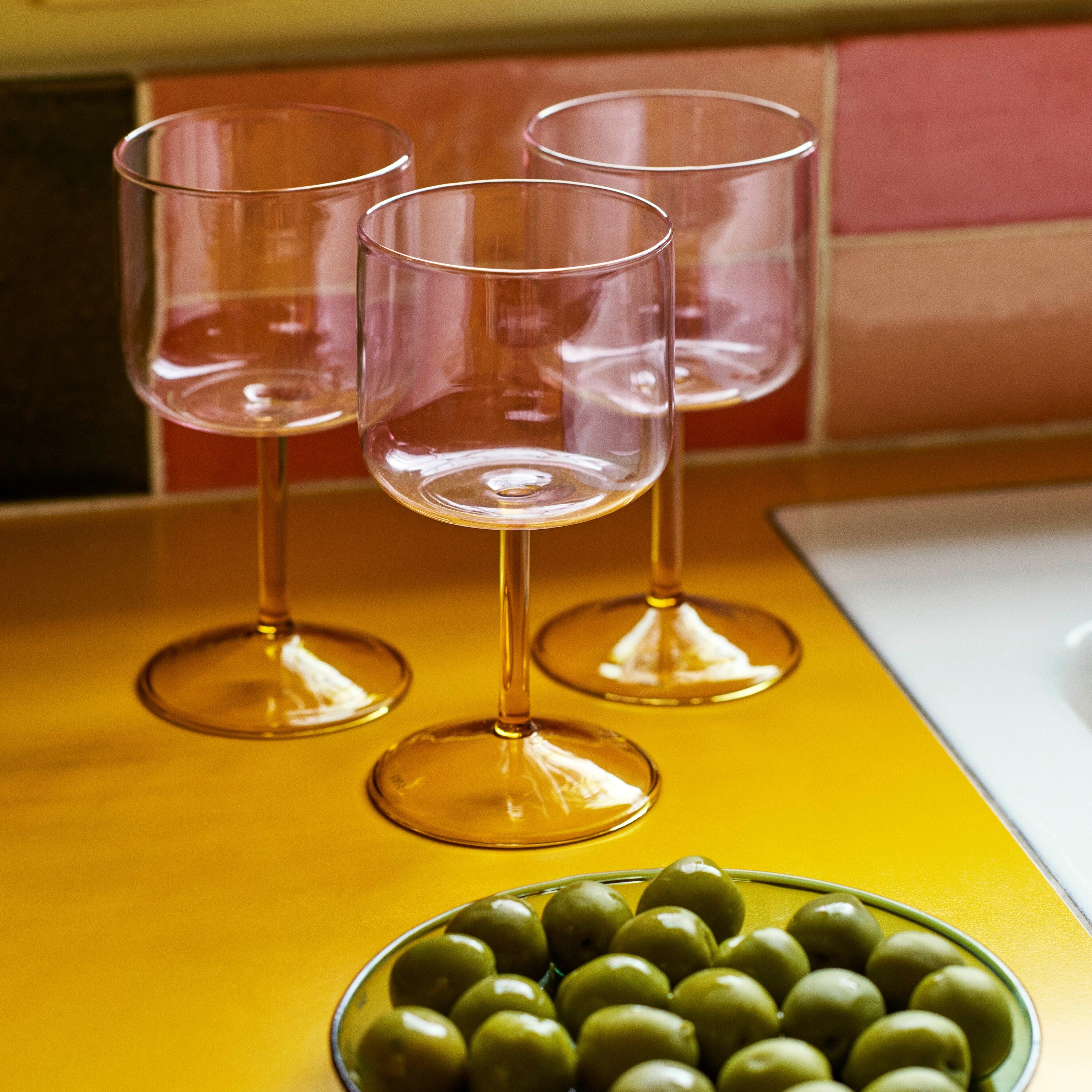 HAY Tint Wijnglazen 2 st. - 0,25 L - Roze/Geel