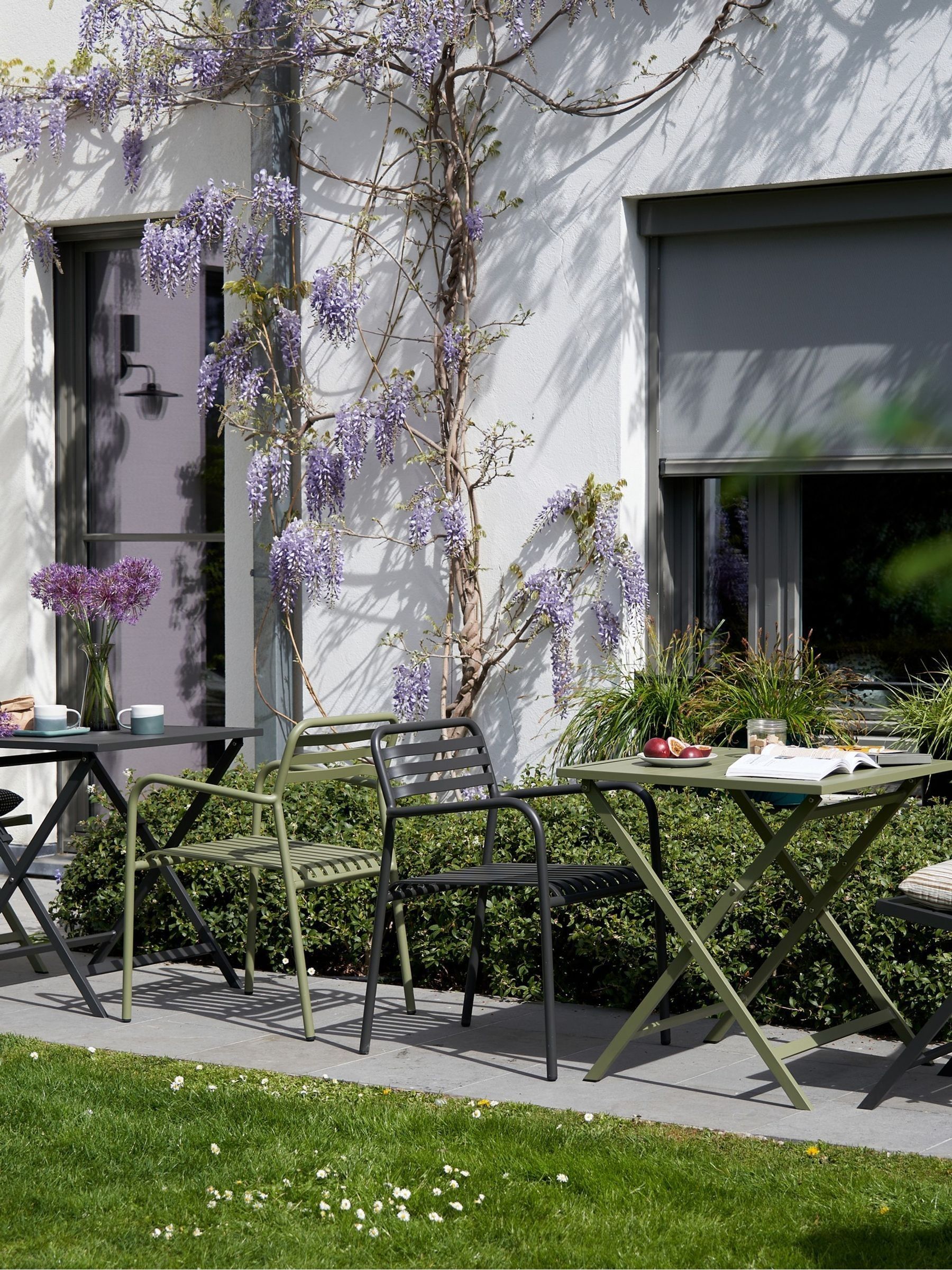 La Redoute Intérieurs Set of 2 Charcoal Manni Aluminium Garden Armchairs