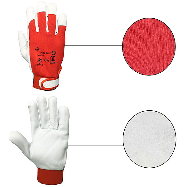 Lot de 1 RIGA Gants de manutention cuir jersey fermeture velcro T.10
