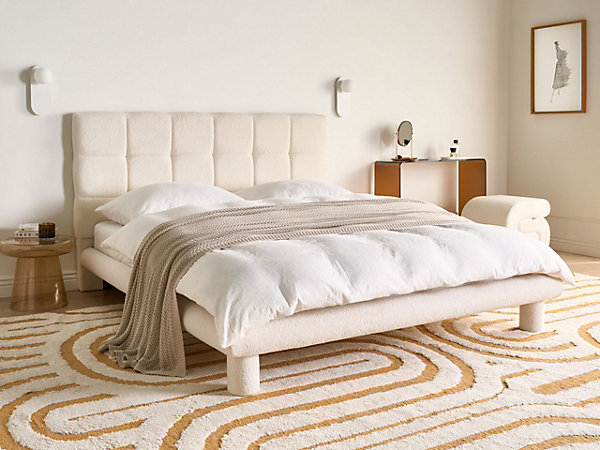 Lit avec sommier Bouclé CRESSAT 160 x 200 cm Blanc cassé