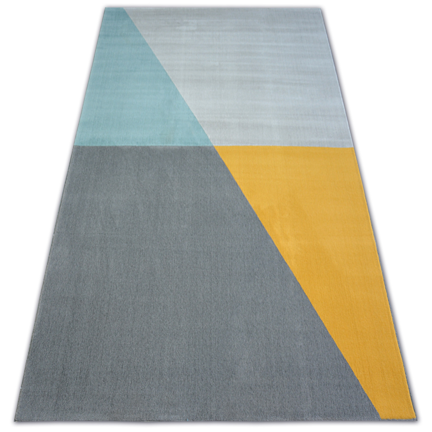 Dywan SCANDI 18487/572 - TRAPEZ TRAPEZY szary złoty turkus 80x150 cm