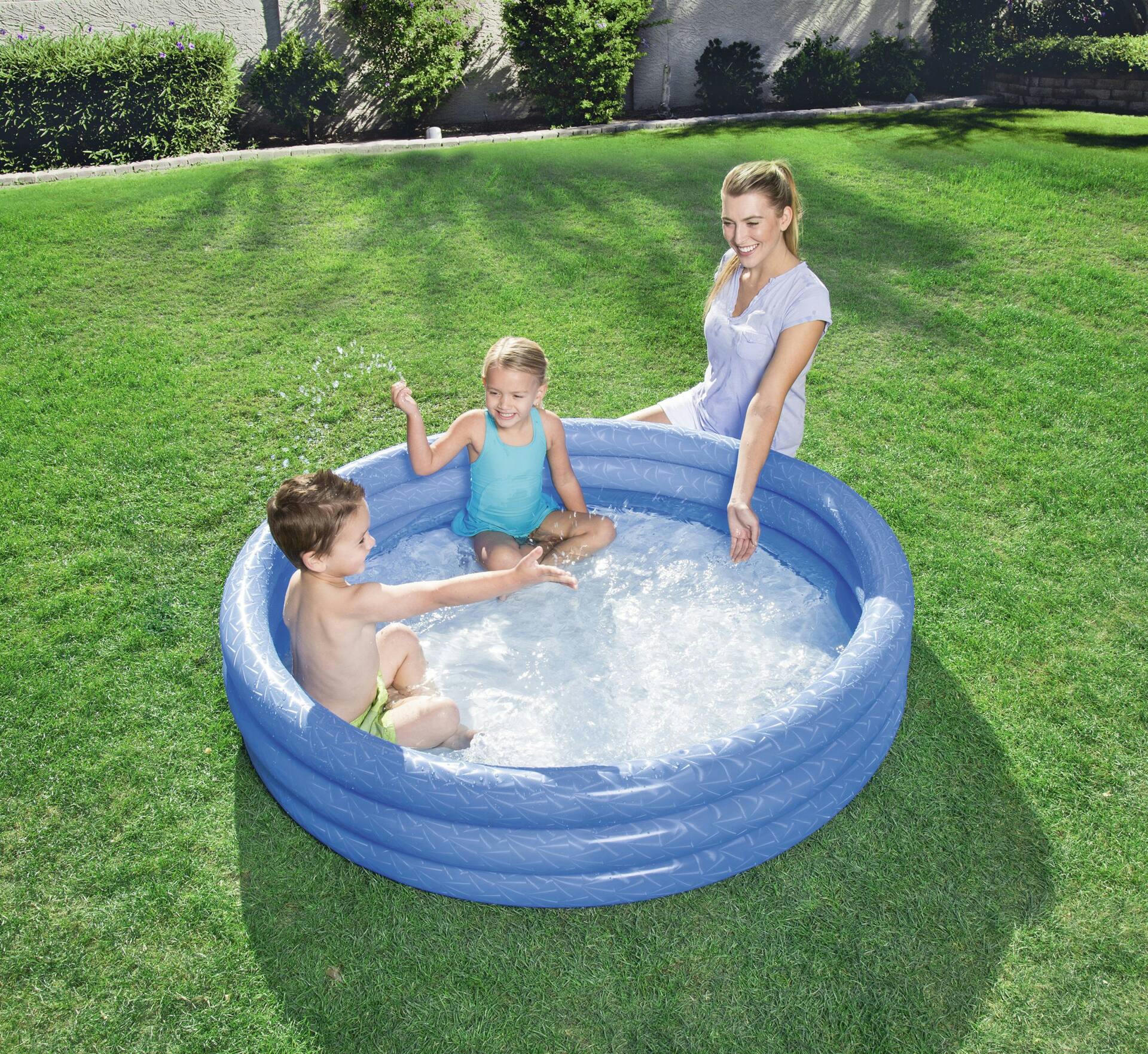 Bestway Inflatable 3-Ring Pool, 5-ft x 12-in, Assorted Colours