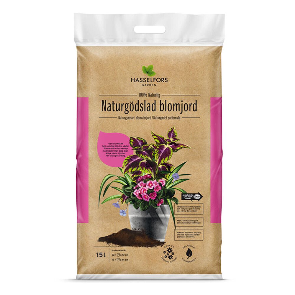 BLOMSTERJORD HASSELFORS GARDEN NATURGJØDSLET KRAV 15L