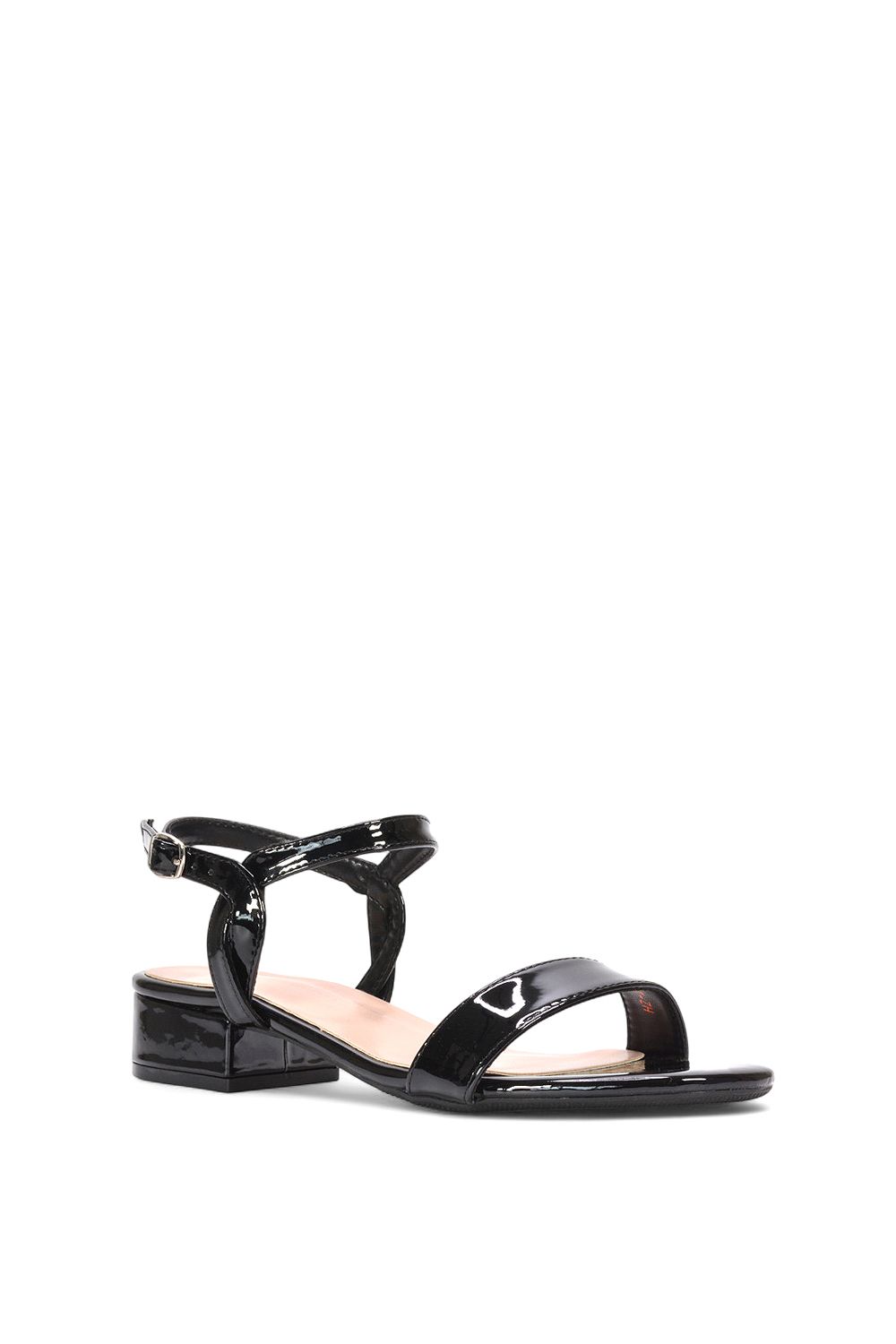 XY London Moana' Strappy Low Block Heels With Ankle Strap