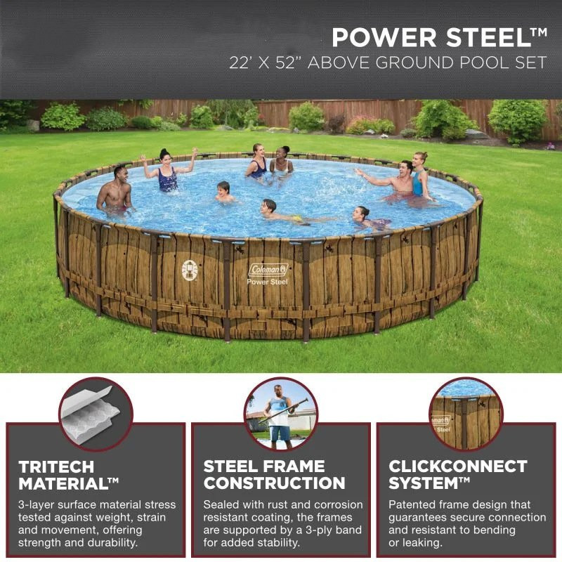22' x 52 Round Above Ground Pool Set