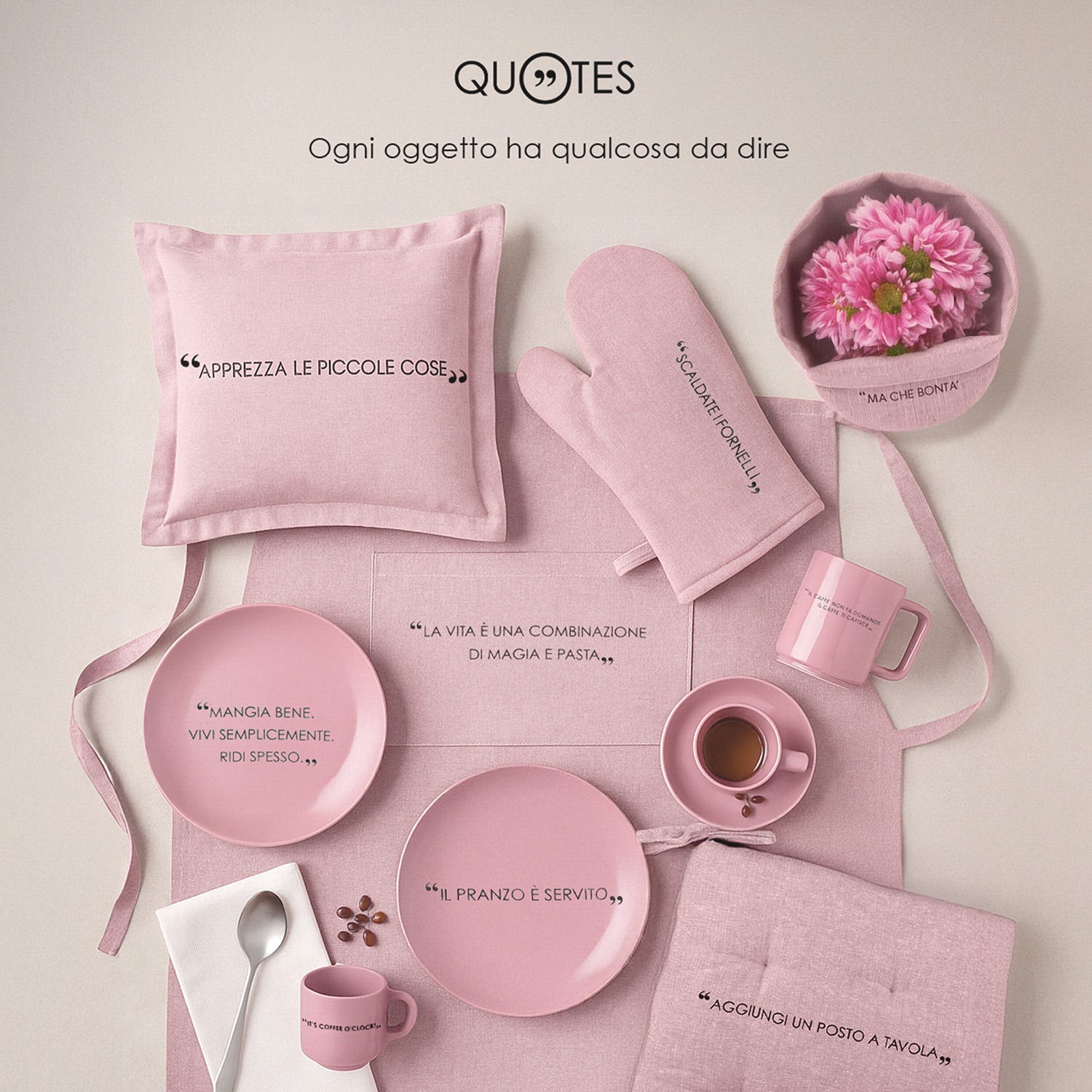 Set tovaglietta con tovagliolo scritta Quotes