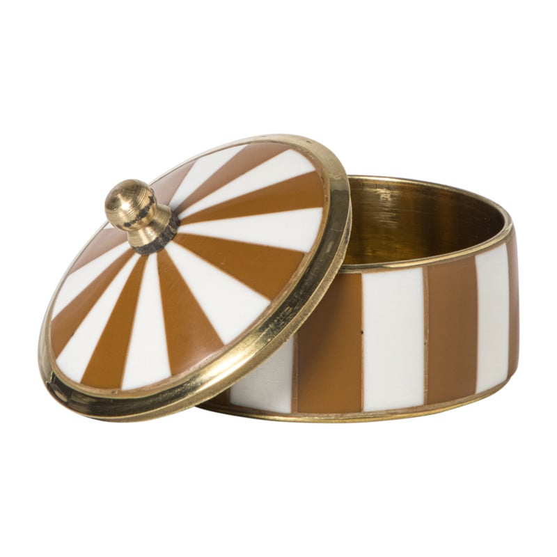 Opbergdoosje circus middel - bruin/wit - &Oslash;7x4 cm