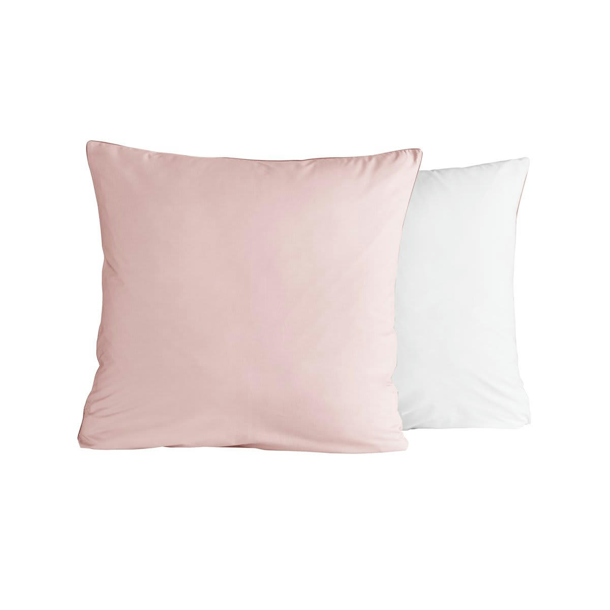 DOZMARY - 2 taies d'oreiller bicolores en percale Poudre/Blanc 65x65 cm