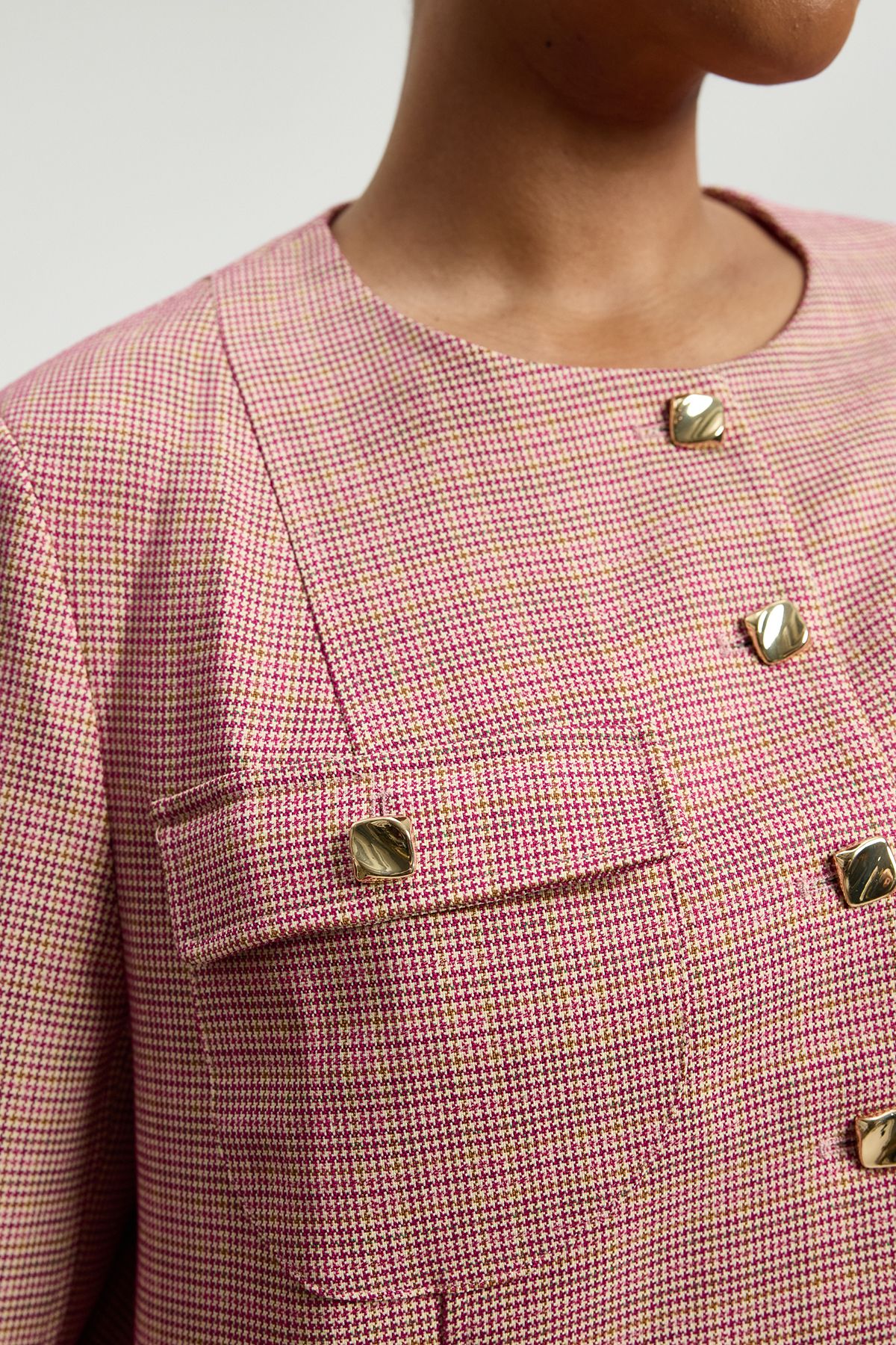 KarenMillen Plus Size Tailored Check Cropped Jacket