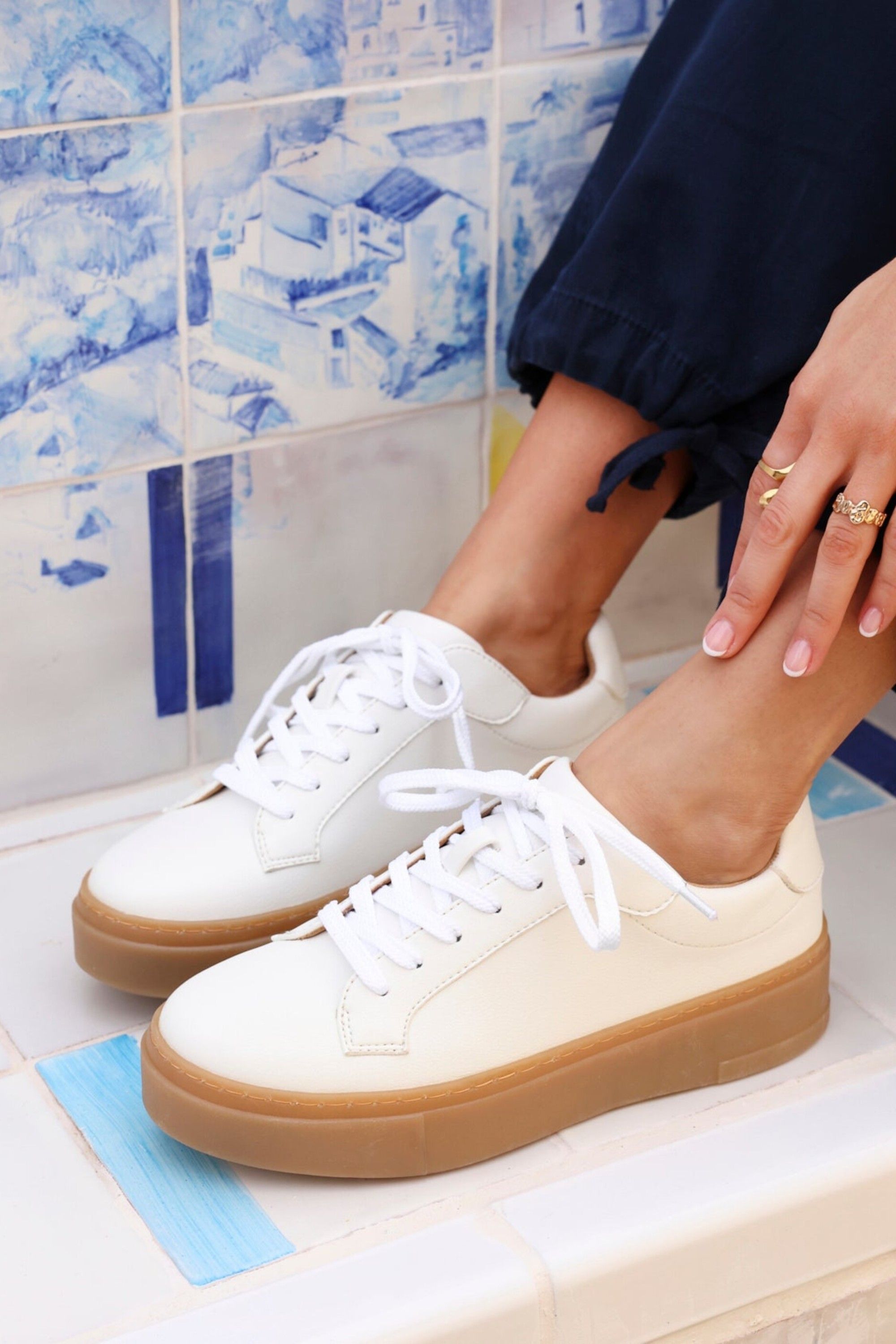 Linzi Blanca White Leather Trainers