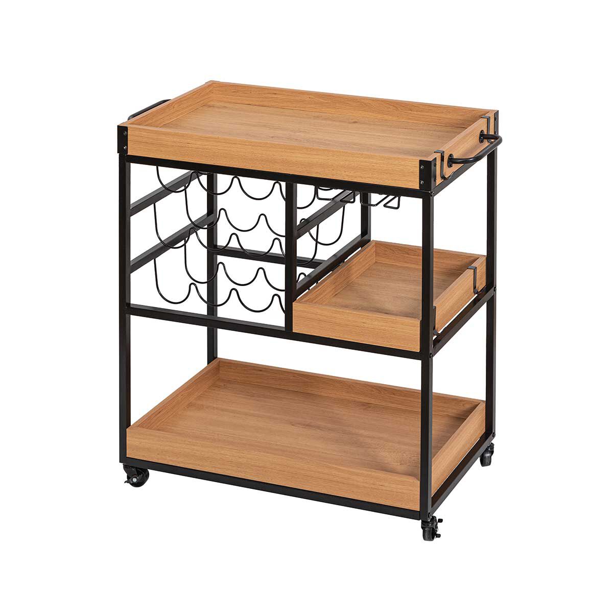 Trolley ILUN preto com 3 prateleiras